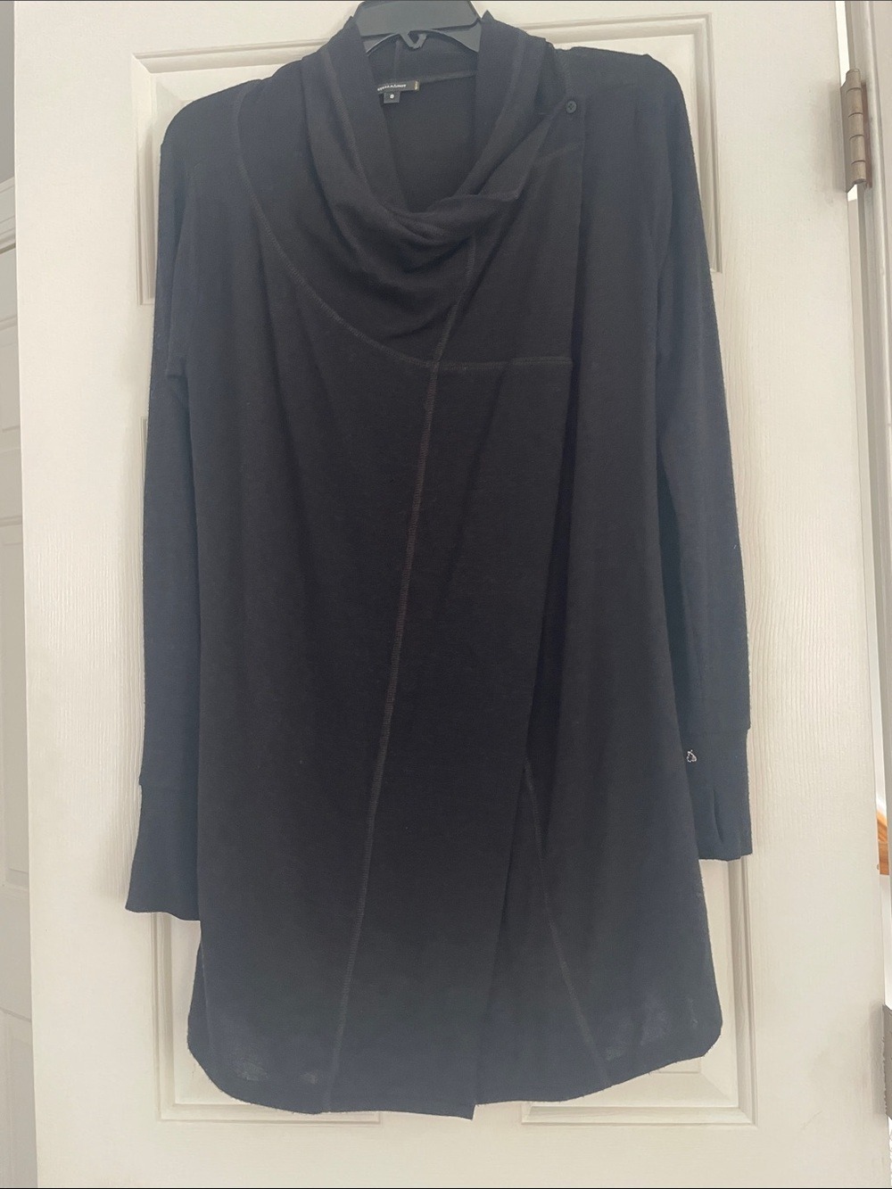 Stella & Dot Black Draped Open-Front Cardigan
